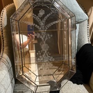 Antique curio cabinet edged glass bronce trimming